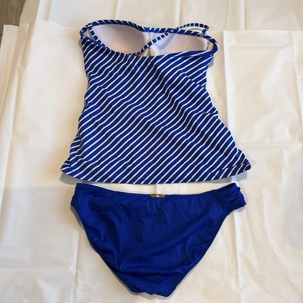 Lauren Ralph Lauren Blue and White Striped Swimsuit